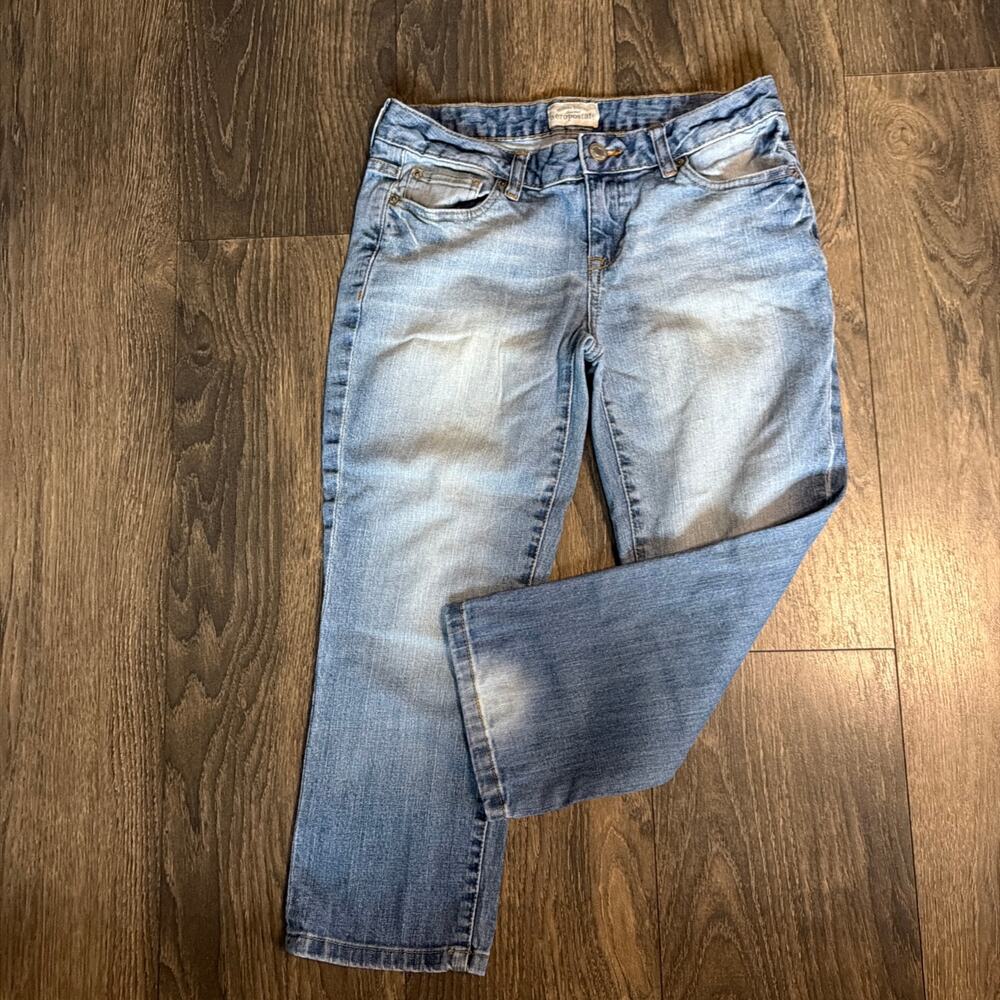 Aeropostale Sz. 5/6 Low Rise Capri Jeans Light Wash Stretch 2010s Boho Preppy